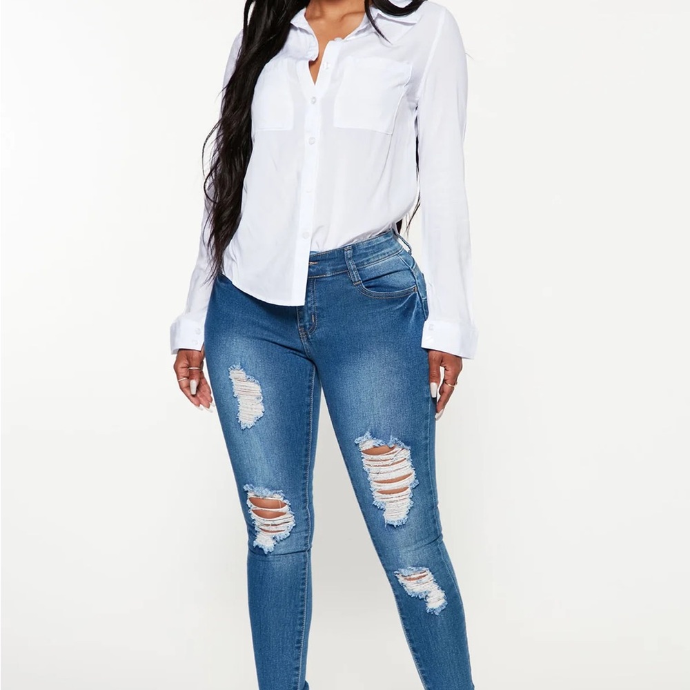 Fashion Nova Blue Skinny High-Waisted Jeans